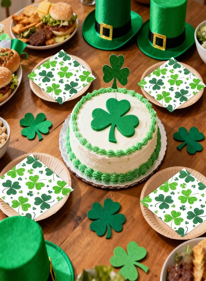 HiEnjoin 50 Pack St. Patrick's Day Paper Napkins, Disposable Green Shamrock Napkins for St. Patrick's Day Holiday Party Supplies - Image 4