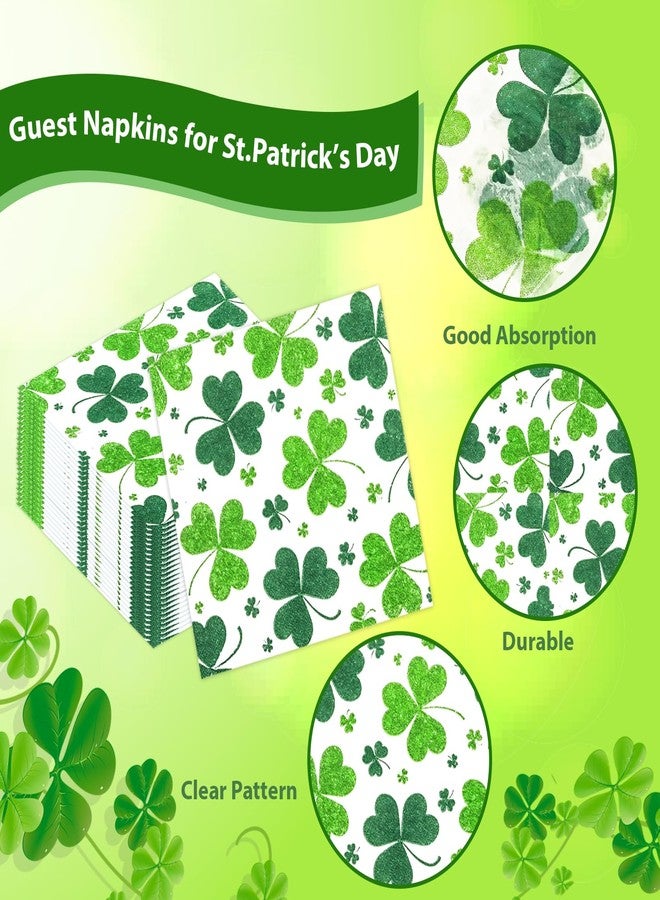 HiEnjoin 50 Pack St. Patrick's Day Paper Napkins, Disposable Green Shamrock Napkins for St. Patrick's Day Holiday Party Supplies - Image 3