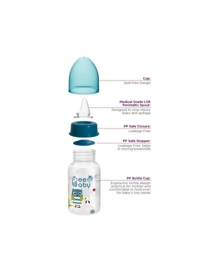 BeeBaby 2 in 1 Advance Plus Baby Slim Neck Feeding Bottle to Sippy Bottle with Anti-Colic Silicone Nipple & Silicone Sippy Spout. 100% BPA Free. - 125 ML / 4 oz. (Blue), 4 Months + - Image 4