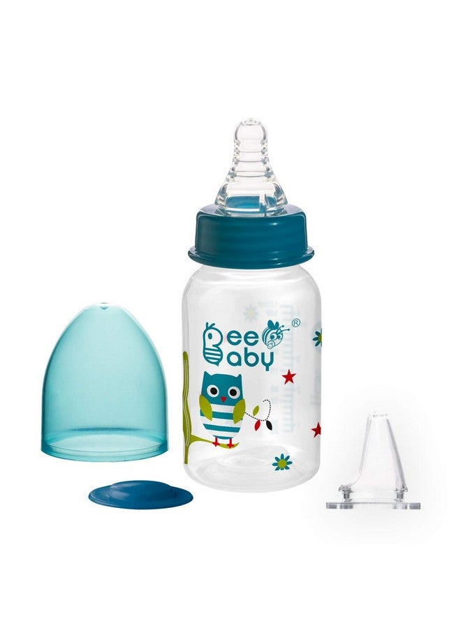 BeeBaby 2 in 1 Advance Plus Baby Slim Neck Feeding Bottle to Sippy Bottle with Anti-Colic Silicone Nipple & Silicone Sippy Spout. 100% BPA Free. - 125 ML / 4 oz. (Blue), 4 Months + - Image 1