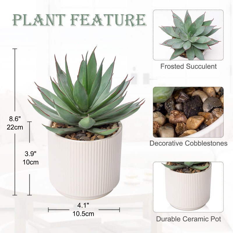 Briful Succulents Plants Artificial for Home Decor, Realistic Potted Fake Agave Plant, Cute Aloe Maguey Faux Plant, Bookshelf Tabletop Decor, Modern Farmhouse Home Bathroom Decorations - Image 2