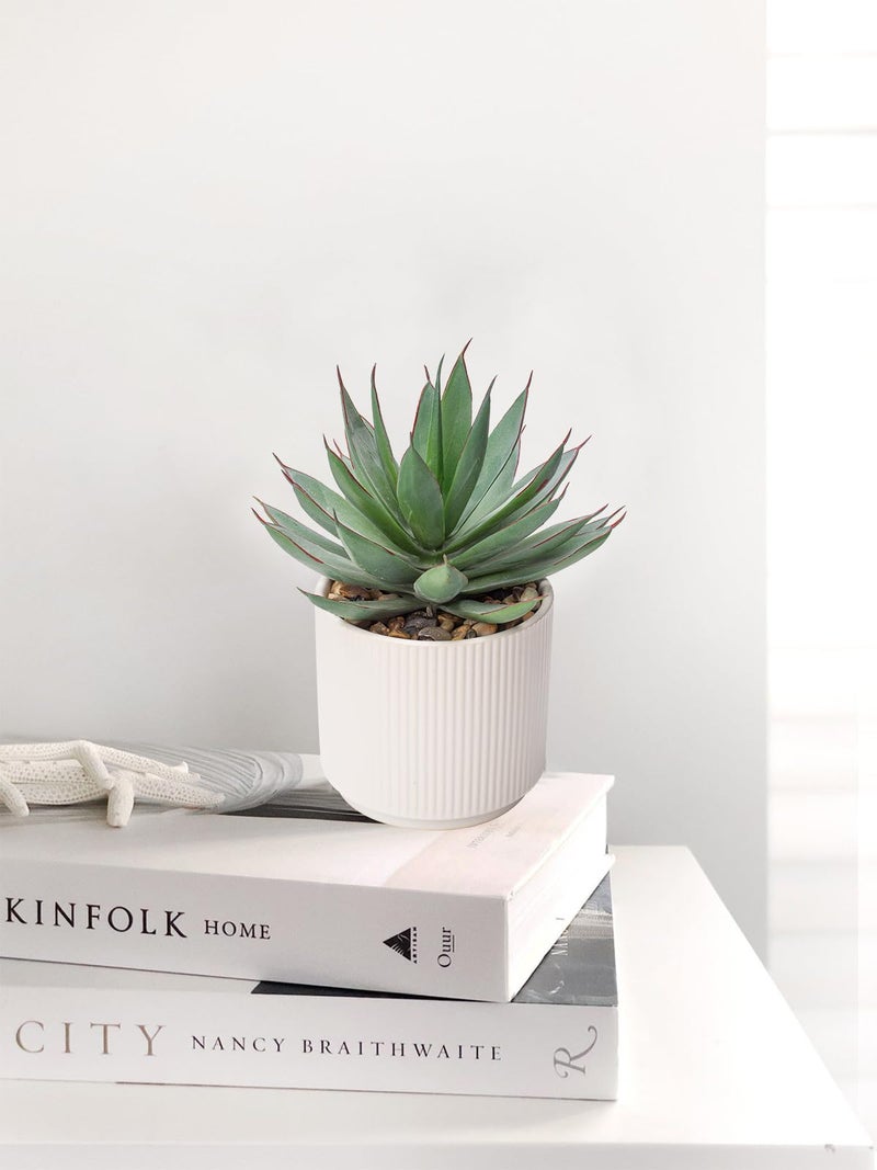 Briful Succulents Plants Artificial for Home Decor, Realistic Potted Fake Agave Plant, Cute Aloe Maguey Faux Plant, Bookshelf Tabletop Decor, Modern Farmhouse Home Bathroom Decorations - Image 5