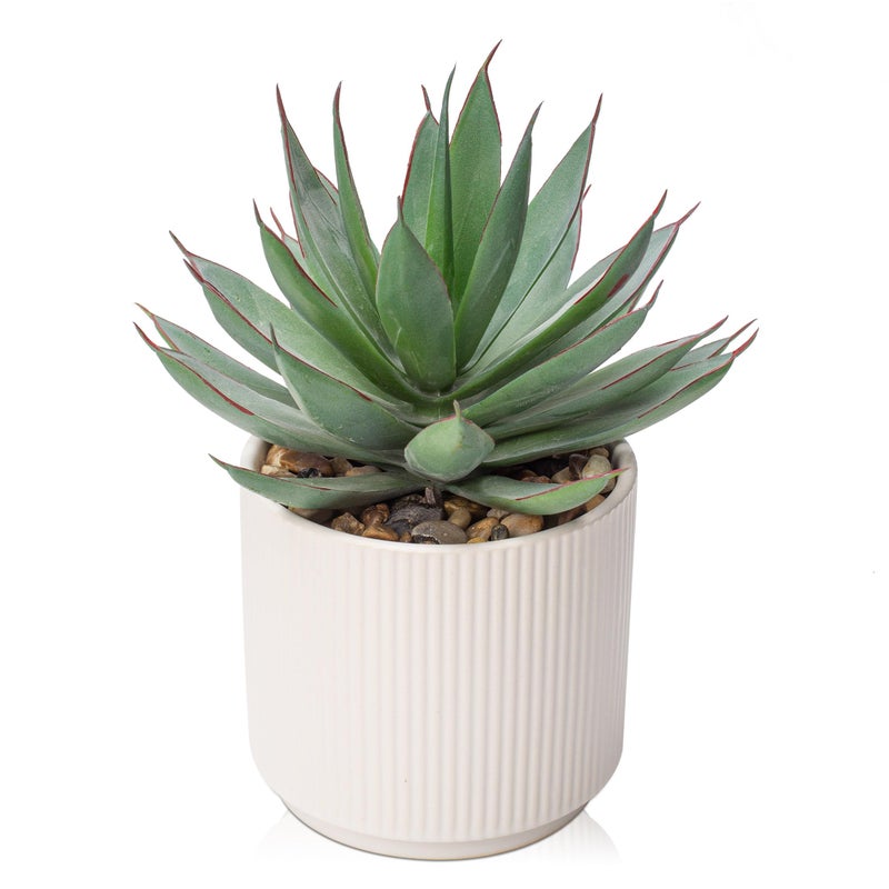 Briful Succulents Plants Artificial for Home Decor, Realistic Potted Fake Agave Plant, Cute Aloe Maguey Faux Plant, Bookshelf Tabletop Decor, Modern Farmhouse Home Bathroom Decorations - Image 1