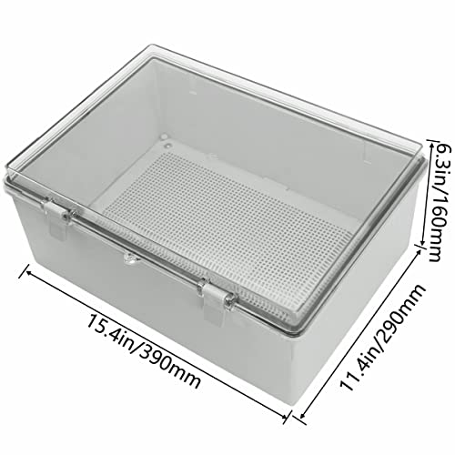 Zulkit Junction Box ABS Plastic Waterproof IP65 Electrical Boxes Hinged Shell Clear Cover Outdoor Universal Project Enclosure with Mounting Plate and Wall Brackets 15.4x11.4X 6.3inch (390x290x160 mm) - Image 2
