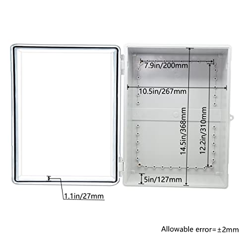 Zulkit Junction Box ABS Plastic Waterproof IP65 Electrical Boxes Hinged Shell Clear Cover Outdoor Universal Project Enclosure with Mounting Plate and Wall Brackets 15.4x11.4X 6.3inch (390x290x160 mm) - Image 3