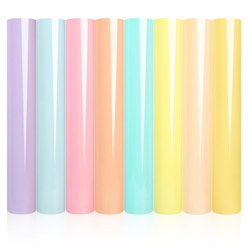 WRAPXPERT Pastel Iron on Vinyl Boho Heat Transfer Vinyl Bundle 12 X 10 in 8 Assorted Pastel HTV for TShirtsGarment Easy to Cut  Transfer