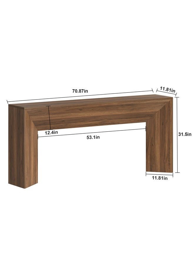 knoworld 70.9 Inch Long Console Table, Farmhouse Wooden Sofa Table Behind Couch, Entryway Table Accent Table with Sturdy Triangular Base for Living Room, Entryway, Hallway, Walnut - Image 3
