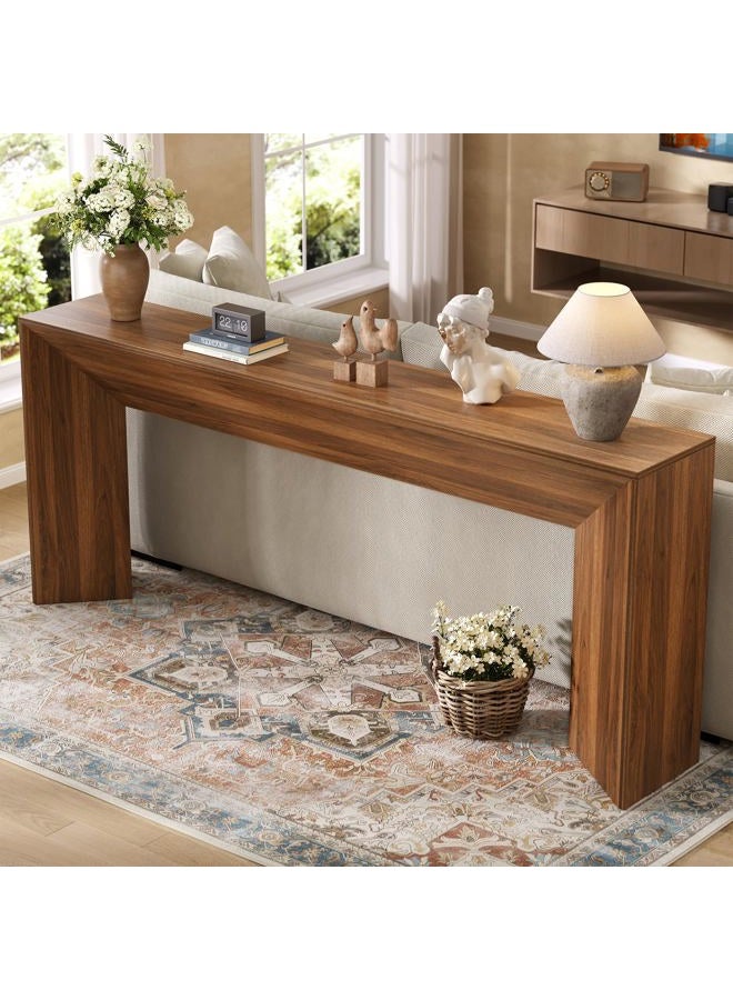 knoworld 70.9 Inch Long Console Table, Farmhouse Wooden Sofa Table Behind Couch, Entryway Table Accent Table with Sturdy Triangular Base for Living Room, Entryway, Hallway, Walnut - Image 4