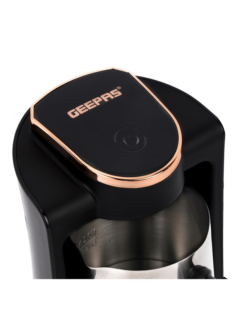 GEEPAS Turkish Coffee Maker, 4 Cups Capacity,Plastic Materials With Stainless Steel Heat Plate | Overflow Prevention System | Sound Alarm System | Auto-Shut Off 250 ml 600 W GCM41517N Black - Image 5