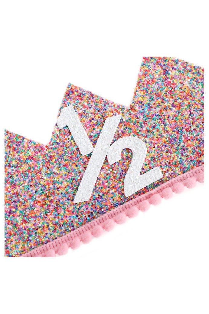 1/2 Birthday Girl Crown - Pink Adjustable Baby Girl Half Birthday Hat for 6-12 Months - Image 3