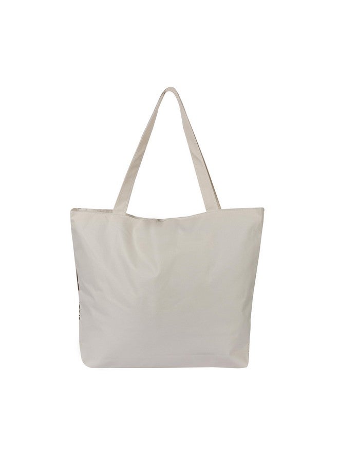 BAGILO Large Capacity Shoulder Bag Shoulder Tote Bag for Women, Cloth Bags for Women, Travel Pouch Canvas Bag Lovely Design Travel Size (Cream) - Image 5