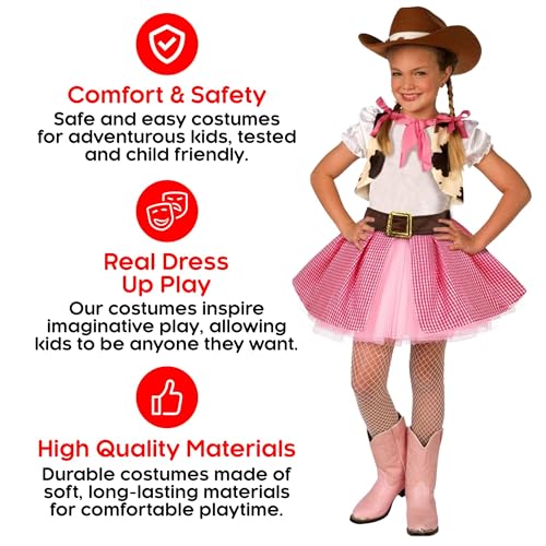 Morph Pink Cowgirl Costume for Girls, Cowgirl Outfits For Girls, Western Outfit For Halloween, Small - Image 4