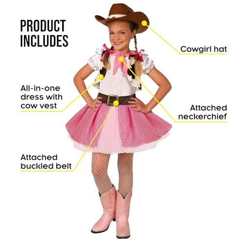 Morph Pink Cowgirl Costume for Girls, Cowgirl Outfits For Girls, Western Outfit For Halloween, Small - Image 2