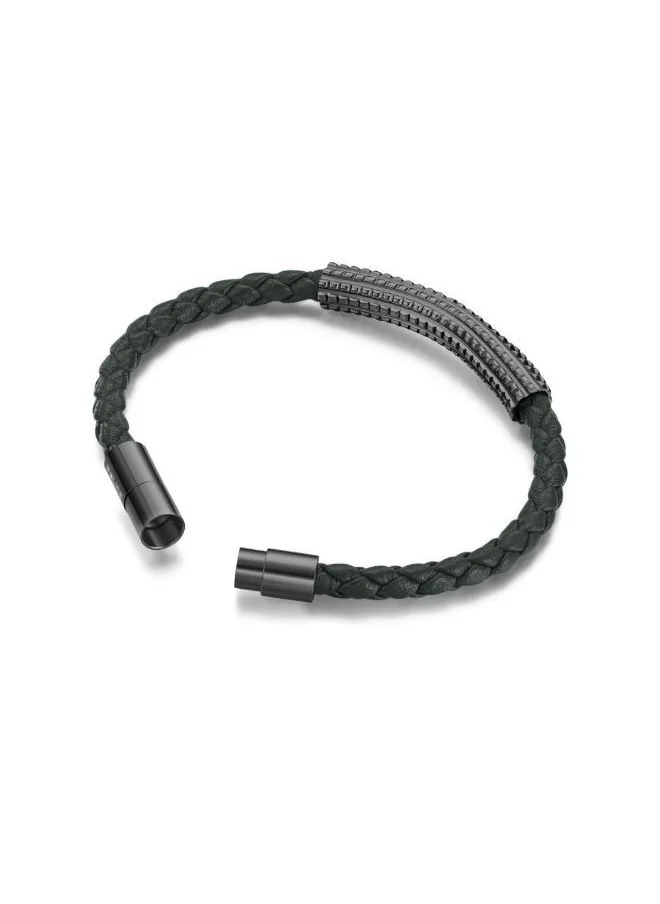 بوليس Urban Texture Bracelet For Men Black Leather