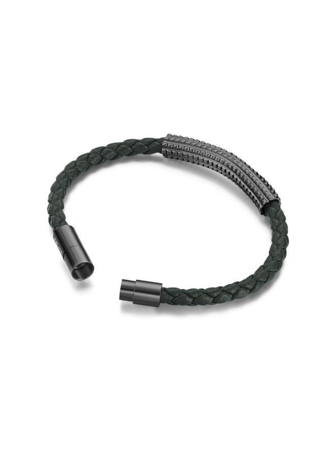 POLICE Urban Texture Bracelet For Men Black Leather  - Image 2