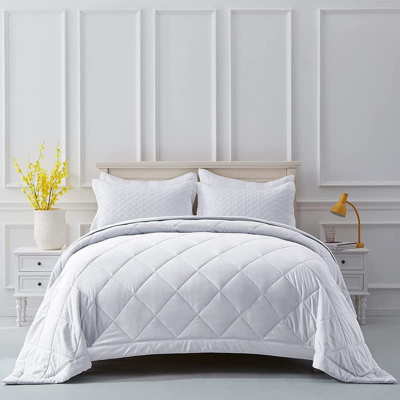 Rajasthan Crafts Lightweight Summer All Weather Reversible Comforter Ultra Soft Quilt Blanket Dohar (60x90 Inches, White) - Image 2