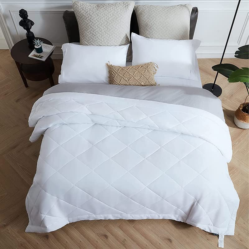 Rajasthan Crafts Lightweight Summer All Weather Reversible Comforter Ultra Soft Quilt Blanket Dohar (60x90 Inches, White) - Image 3