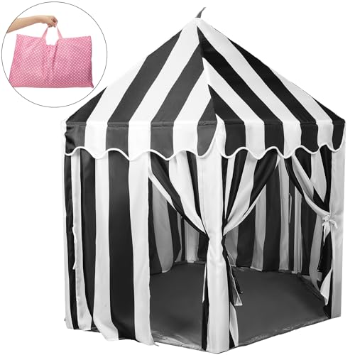 Vincreem Large Tent for Kids 55 X 53 Kids Playhouse Black and White Stripe Tent for Carnival Party Supplies for Play and Games Indoor and Outdoor Camping Activity Toys - Image 5