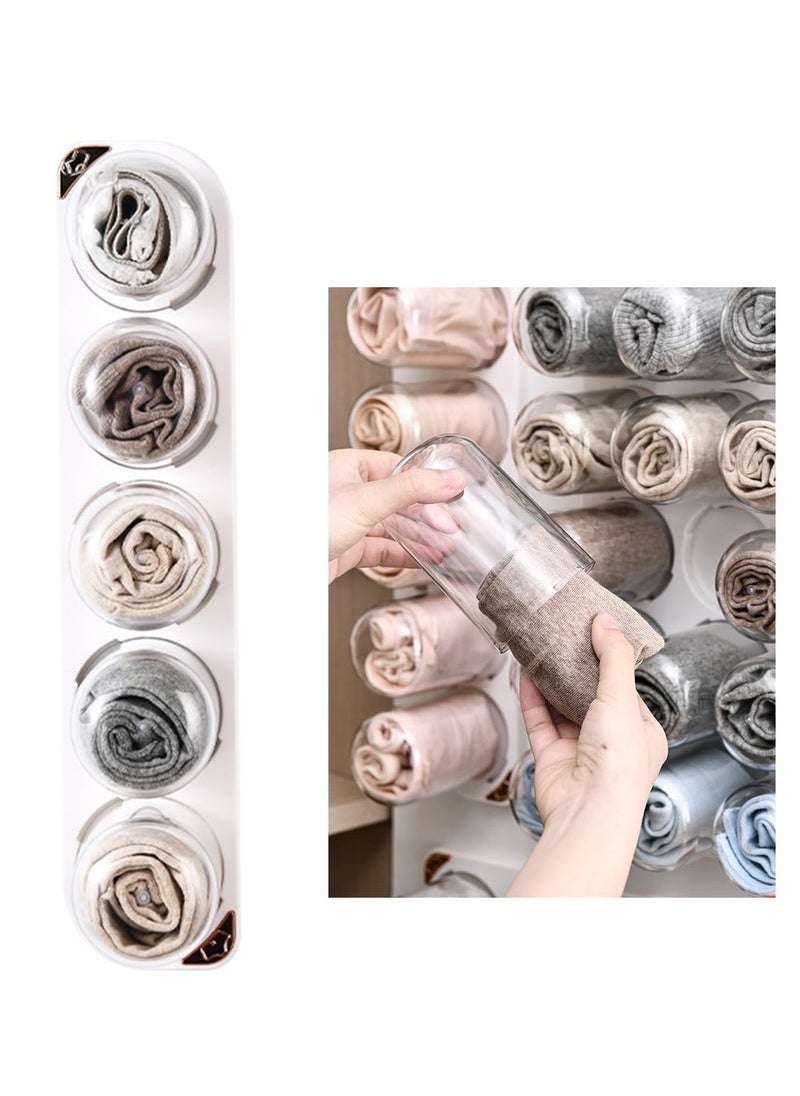 POWER Wall Mounted Capsule Storage Organizer - Clear Plastic Wardrobe Organizer for Underwear, Socks, Silk Towels, Ties, Handkerchiefs & Face Towels, Space-Saving Single Row Design  - Image 1