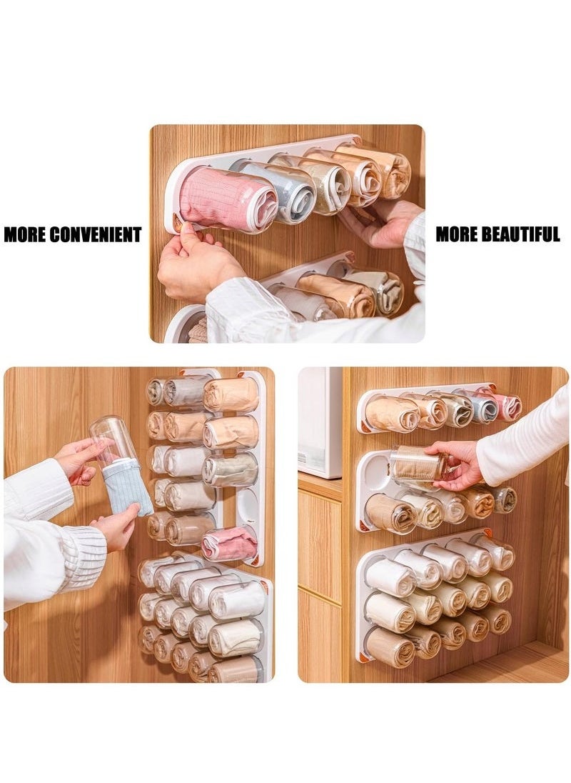 POWER Wall Mounted Capsule Storage Organizer - Clear Plastic Wardrobe Organizer for Underwear, Socks, Silk Towels, Ties, Handkerchiefs & Face Towels, Space-Saving Single Row Design  - Image 4