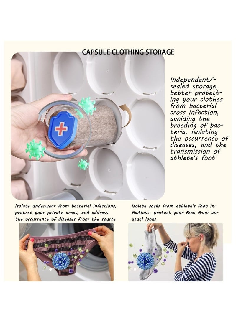 POWER Wall Mounted Capsule Storage Organizer - Clear Plastic Wardrobe Organizer for Underwear, Socks, Silk Towels, Ties, Handkerchiefs & Face Towels, Space-Saving Single Row Design  - Image 3