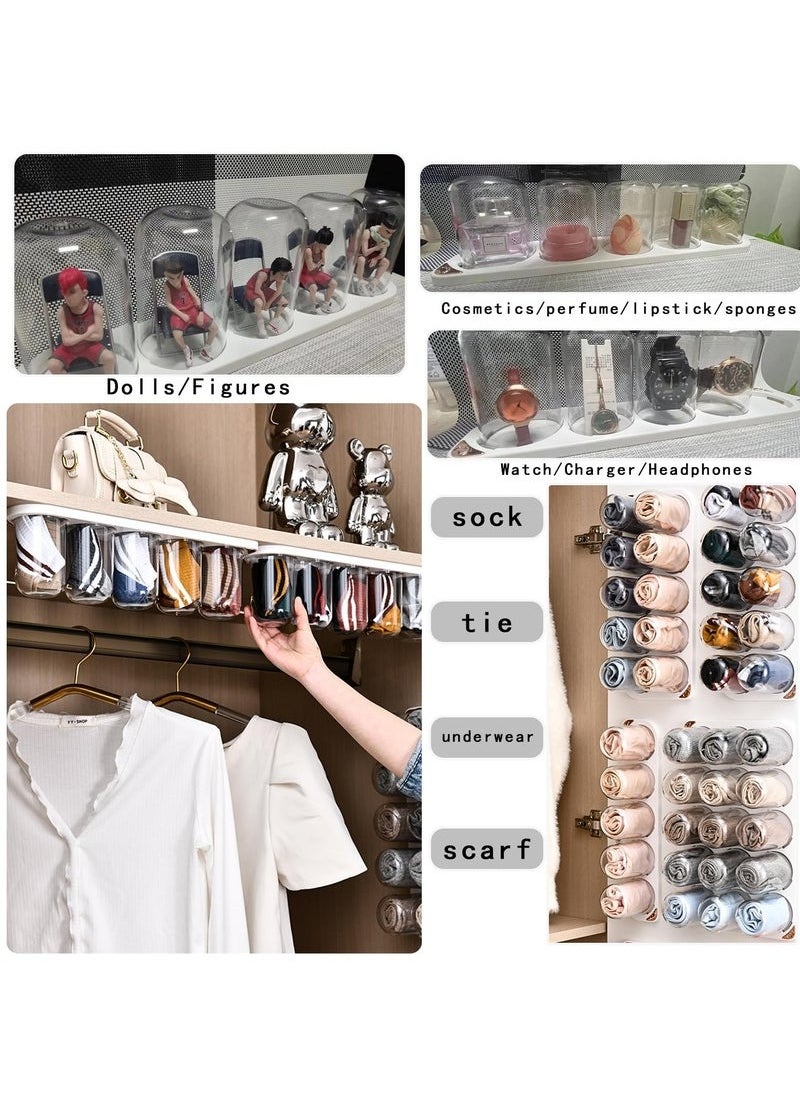 POWER Wall Mounted Capsule Storage Organizer - Clear Plastic Wardrobe Organizer for Underwear, Socks, Silk Towels, Ties, Handkerchiefs & Face Towels, Space-Saving Single Row Design  - Image 5