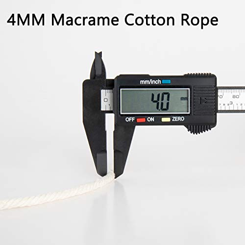 Ai-Fun AIFUN Macrame Cord 4mm x 547Yards, Natural Cotton Macrame Rope - 4 Strands Twisted Macrame Cotton Cord for Wall Hanging, Plant Hangers, Crafts, Gift Wrapping and Wedding Decorations（4mmX500m） - Image 5