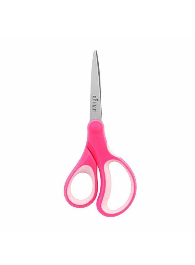 LIVINGO 7" Student Scissors, Sharp Stainless Steel Pointed Tip Blades Shears for Middle School Kids Crafting Project, Comfort Right/Left-handed, Assorted Color, 3 Pack - Image 4