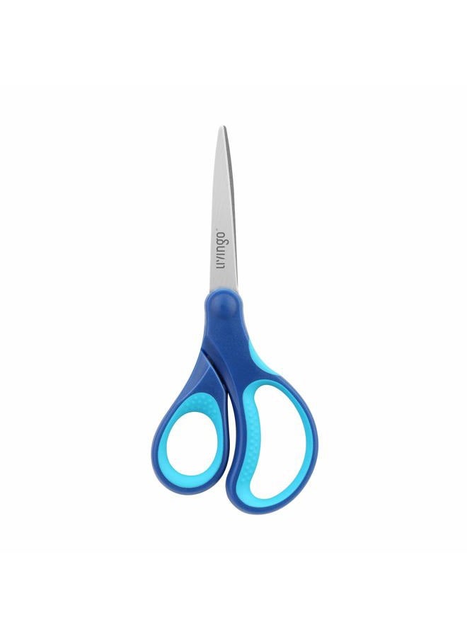 LIVINGO 7" Student Scissors, Sharp Stainless Steel Pointed Tip Blades Shears for Middle School Kids Crafting Project, Comfort Right/Left-handed, Assorted Color, 3 Pack - Image 3