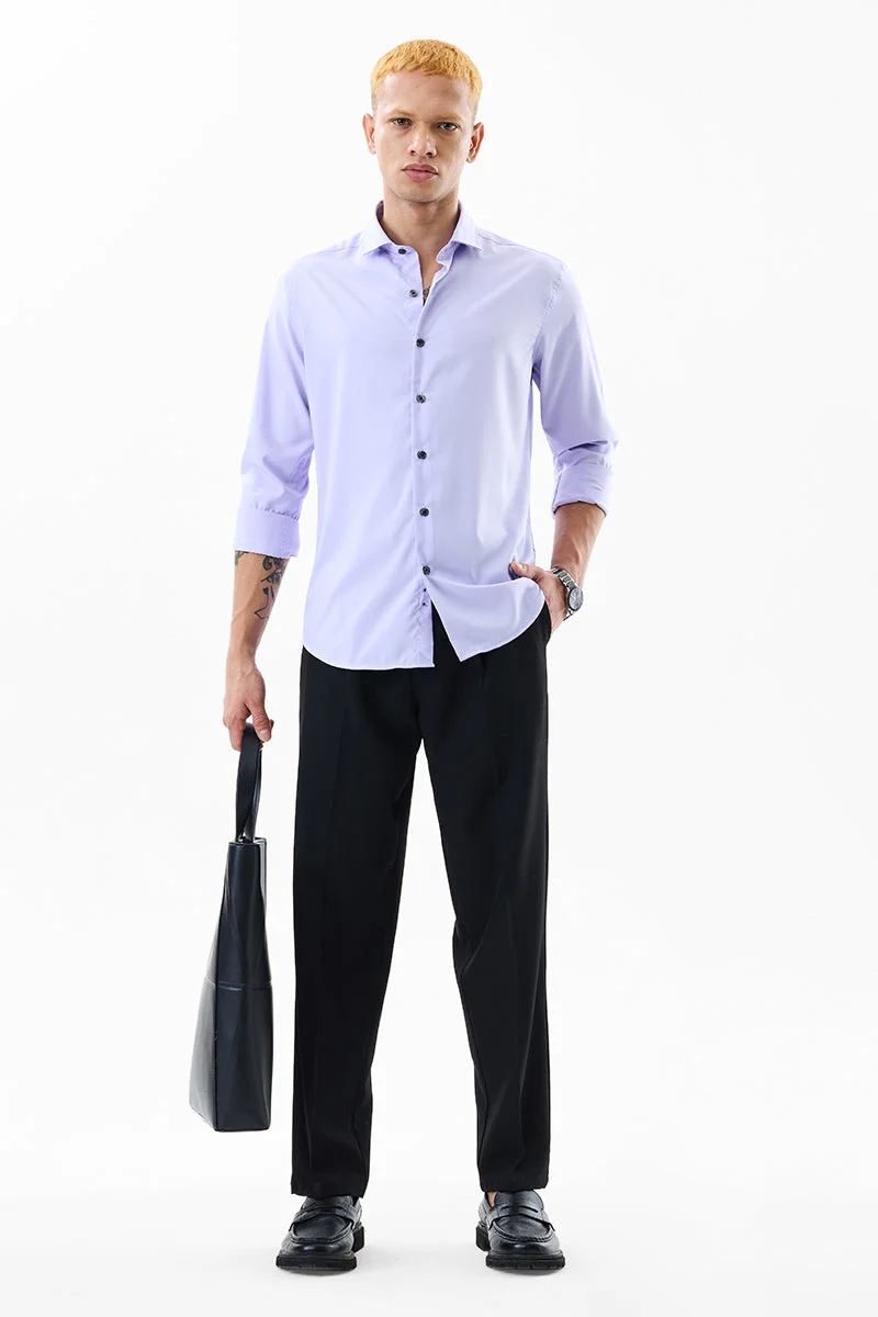 SNITCH Light Purple Solid Long Sleeve Slim Fit Formal Shirt