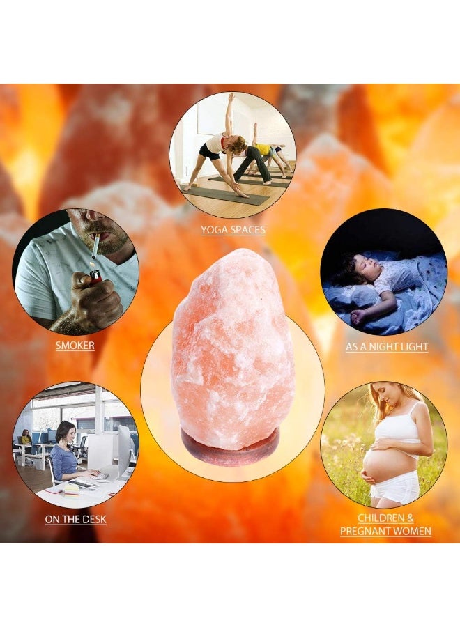 Q TRIPLE A Natural Rock Shape Himalayan Salt Lamp - Handcrafted USB Natural Crystal Night Light with 7-Color LED With Remote Control & Auto-Cycling & Real Wood Base Table Lamp - Unique Decorative Gift for Home, Office, and Wellness - Image 4