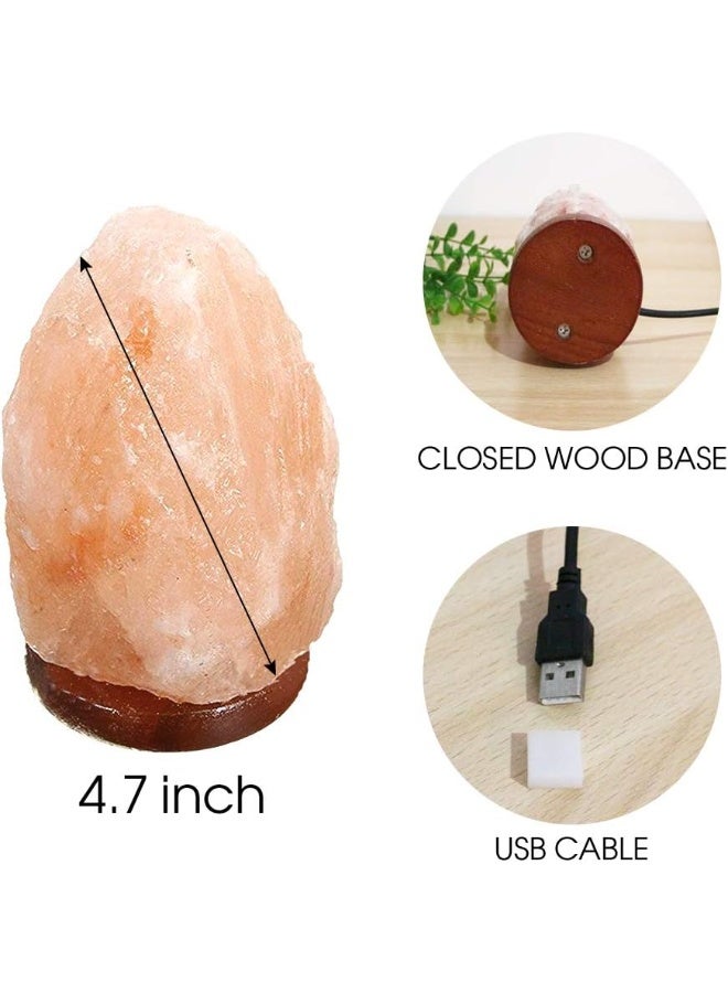 Q TRIPLE A Natural Rock Shape Himalayan Salt Lamp - Handcrafted USB Natural Crystal Night Light with 7-Color LED With Remote Control & Auto-Cycling & Real Wood Base Table Lamp - Unique Decorative Gift for Home, Office, and Wellness - Image 3