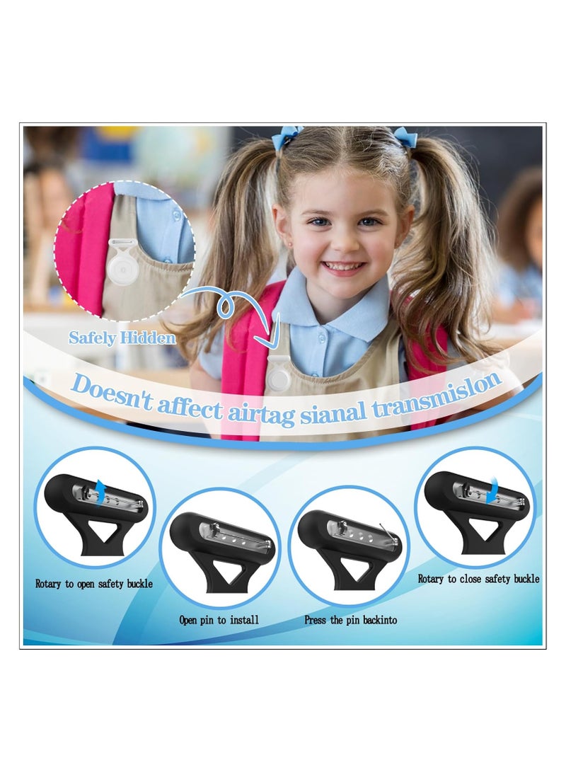 SOLARAE Waterproof Kids AirTag Holder Case, Durable Silicone Anti-Lost Tracker with Pin Brooch, Ideal for Toddlers and Seniors, Compatible with AirTag, Wear-Resistant Protective Case. - Image 2