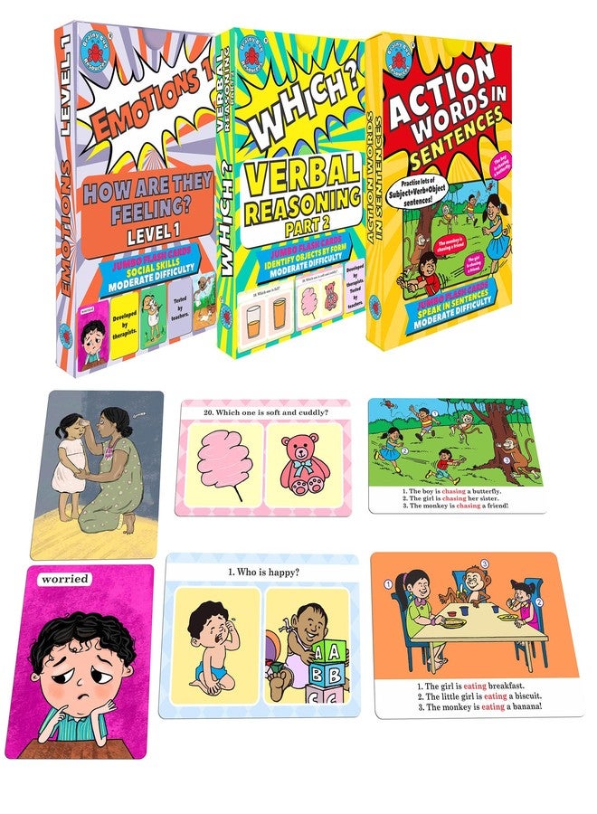 Brainy Bug Resources المهارات الاجتماعية، التفكير اللفظي، بنية الجملة | 90 بطاقة تعليمية | العواطف - المستوى 1؛ أجب عن أسئلة "أي" وتحدث بجمل فاعل-فعل-مفعول به | تعلم اللغة الإنجليزية، الذكاء العاطفي - Image 1