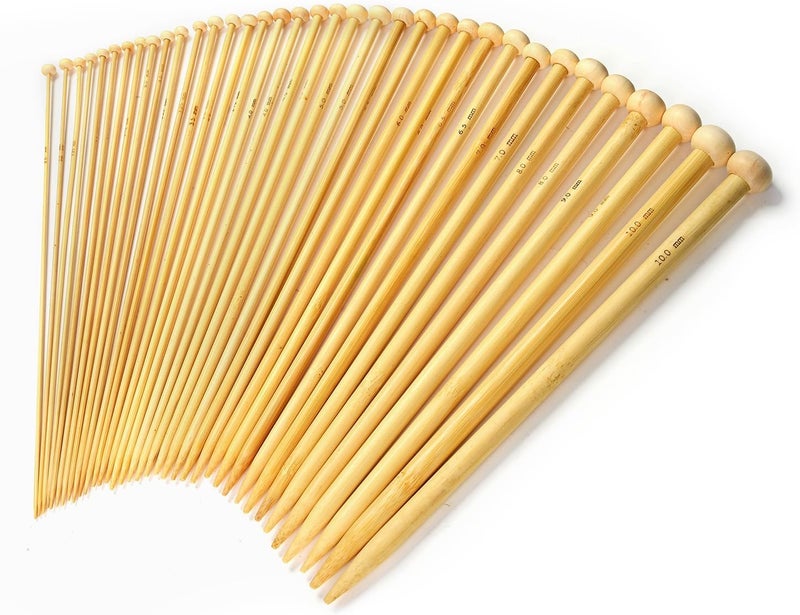 LIHAO 36 PCS Bamboo Knitting Needles Set (18 Sizes From 2.0mm to 10.0mm) - Image 1