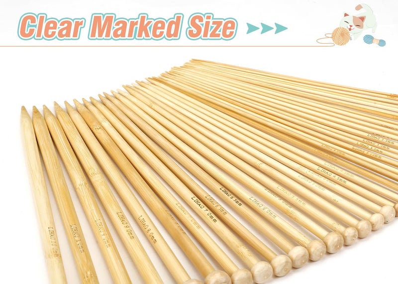 LIHAO 36 PCS Bamboo Knitting Needles Set (18 Sizes From 2.0mm to 10.0mm) - Image 3