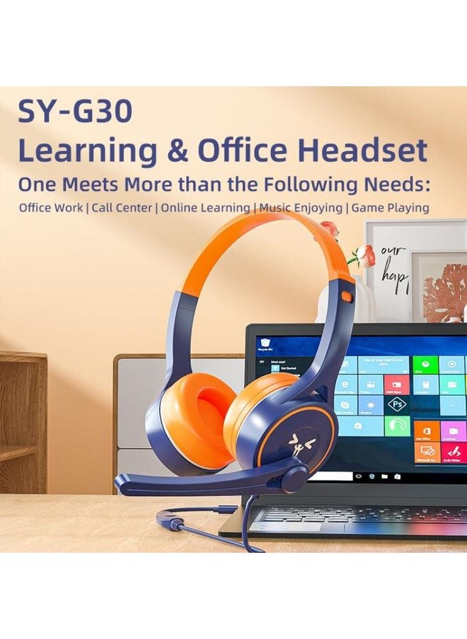 SOYTO SY-G30 Wired Noise Cancelling Ergonomic Gaming Headset, Interface:3.5mm(Blue Orange)