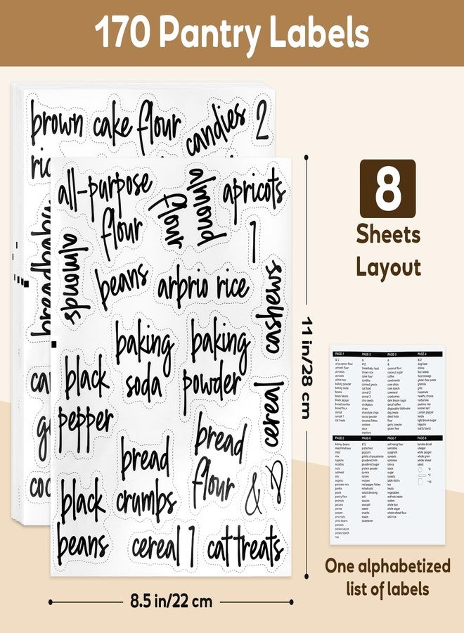 Aixoom 170 PCS Pantry Labels for Containers, Preprinted Black Script Kitchen Labels for Food Storage Jar Spice Bottle - Image 2