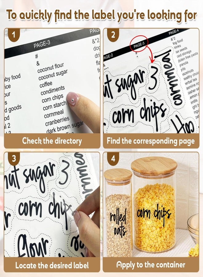 Aixoom 170 PCS Pantry Labels for Containers, Preprinted Black Script Kitchen Labels for Food Storage Jar Spice Bottle - Image 4