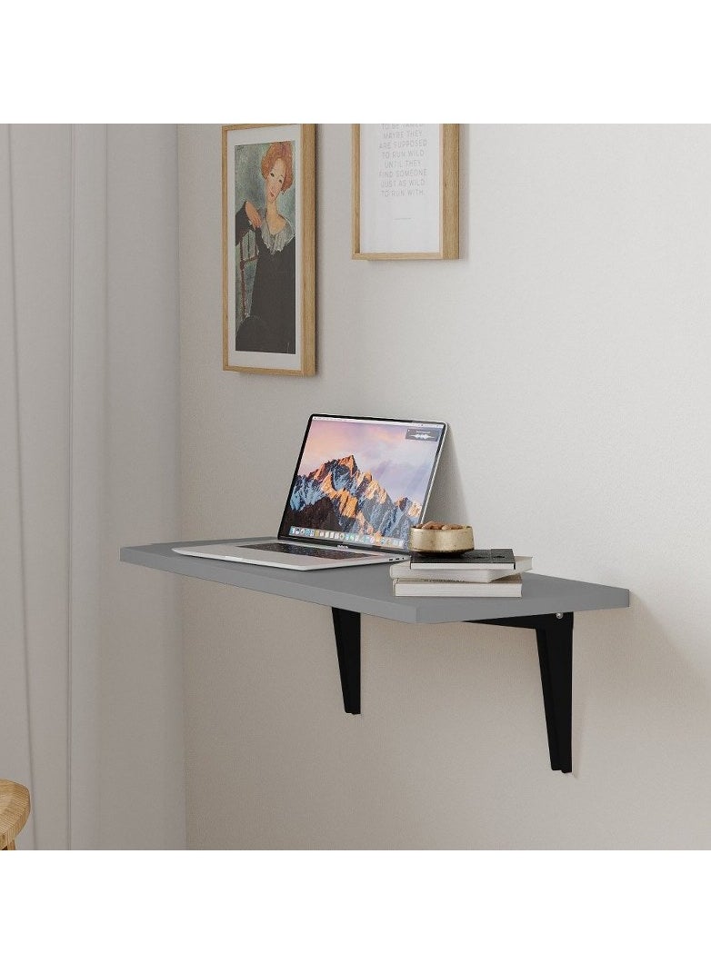 Home Gallery - Wall Mounted folding Drop Leaf Desk Grey - Image 1