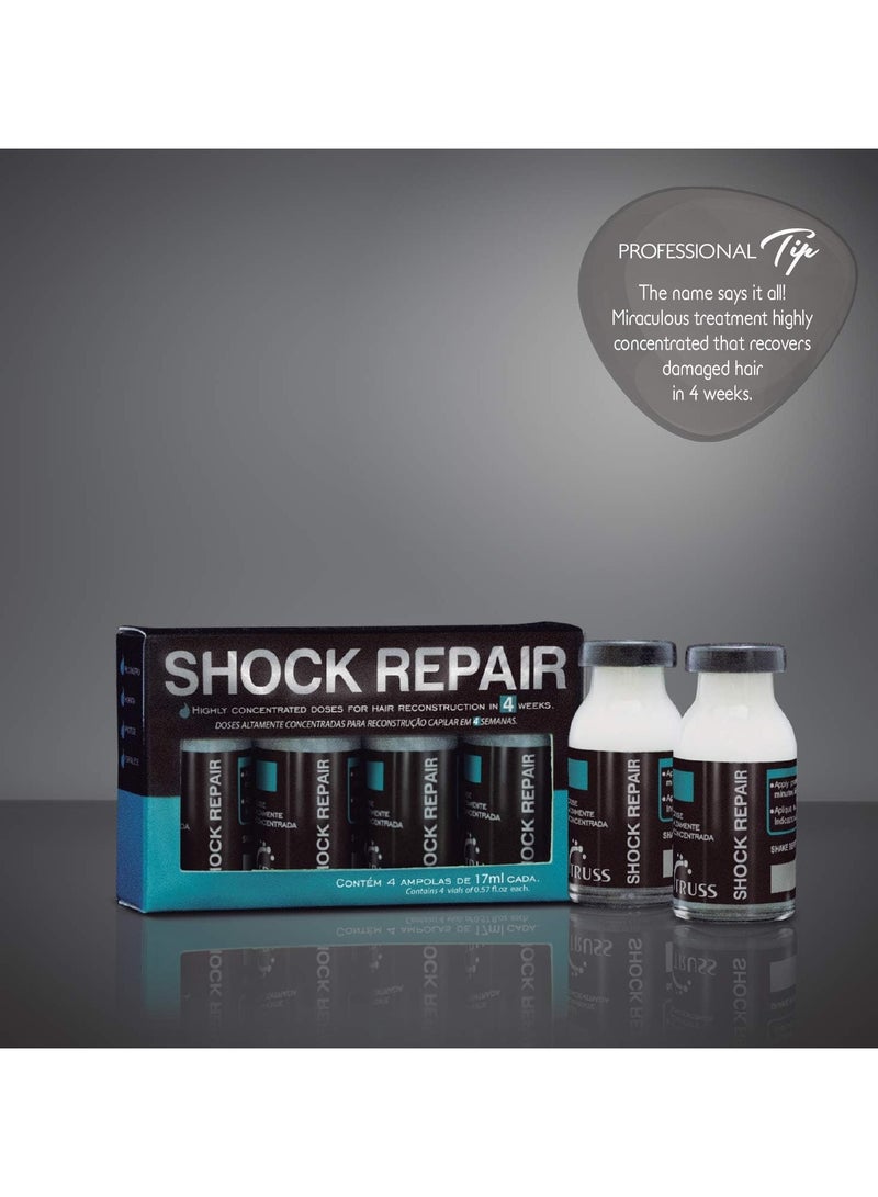 تروس إصلاح الصدمات - علاج الشعر للشعر التالف - أمبولات عالية التركيز لإعادة البناء الأسبوعي وإصلاح الشعر. يعزز الترطيب والقوة والحماية - كمية تكفي لمدة 4 أسابيع - Image 2