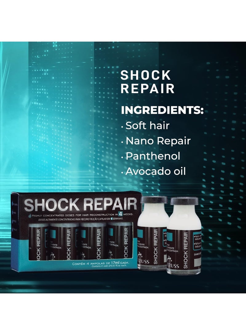 تروس إصلاح الصدمات - علاج الشعر للشعر التالف - أمبولات عالية التركيز لإعادة البناء الأسبوعي وإصلاح الشعر. يعزز الترطيب والقوة والحماية - كمية تكفي لمدة 4 أسابيع - Image 3