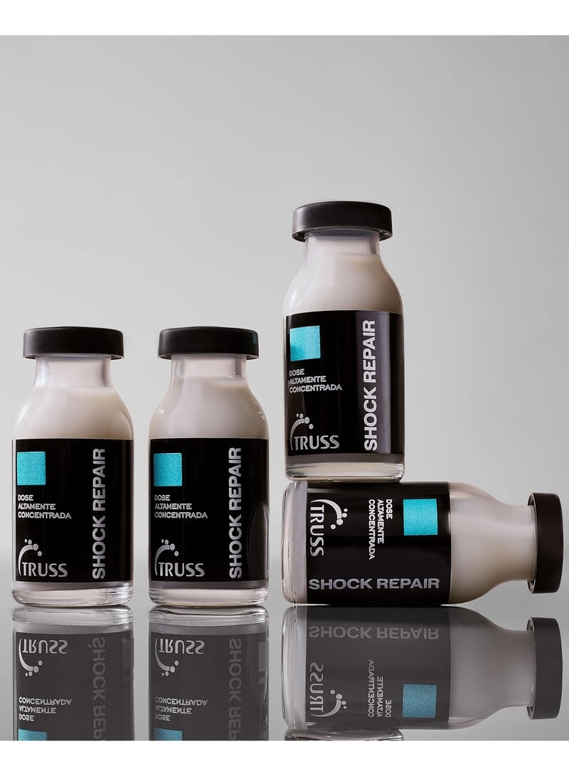 تروس إصلاح الصدمات - علاج الشعر للشعر التالف - أمبولات عالية التركيز لإعادة البناء الأسبوعي وإصلاح الشعر. يعزز الترطيب والقوة والحماية - كمية تكفي لمدة 4 أسابيع - Image 4