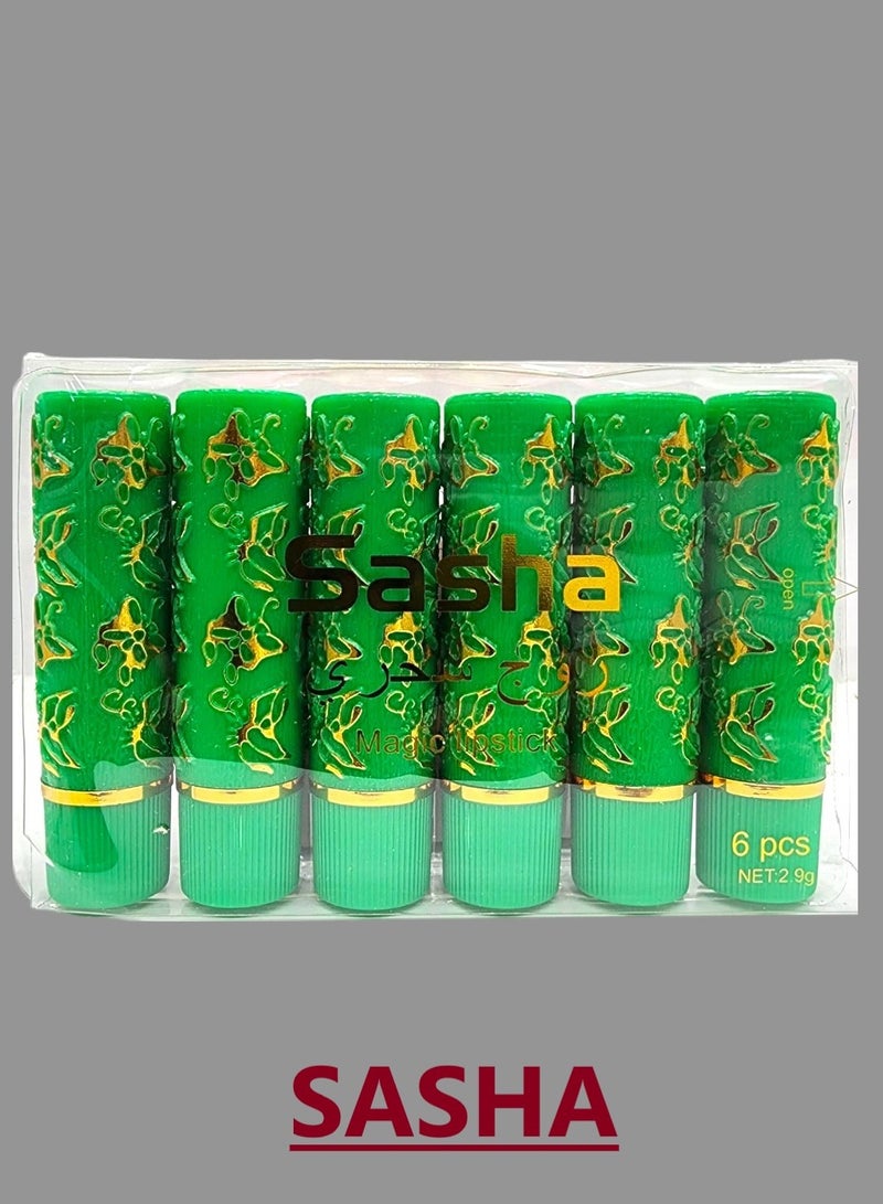 ساشا مجموعة أحمر شفاه روج سحري أخظر مكون من 6 قطع - Image 2