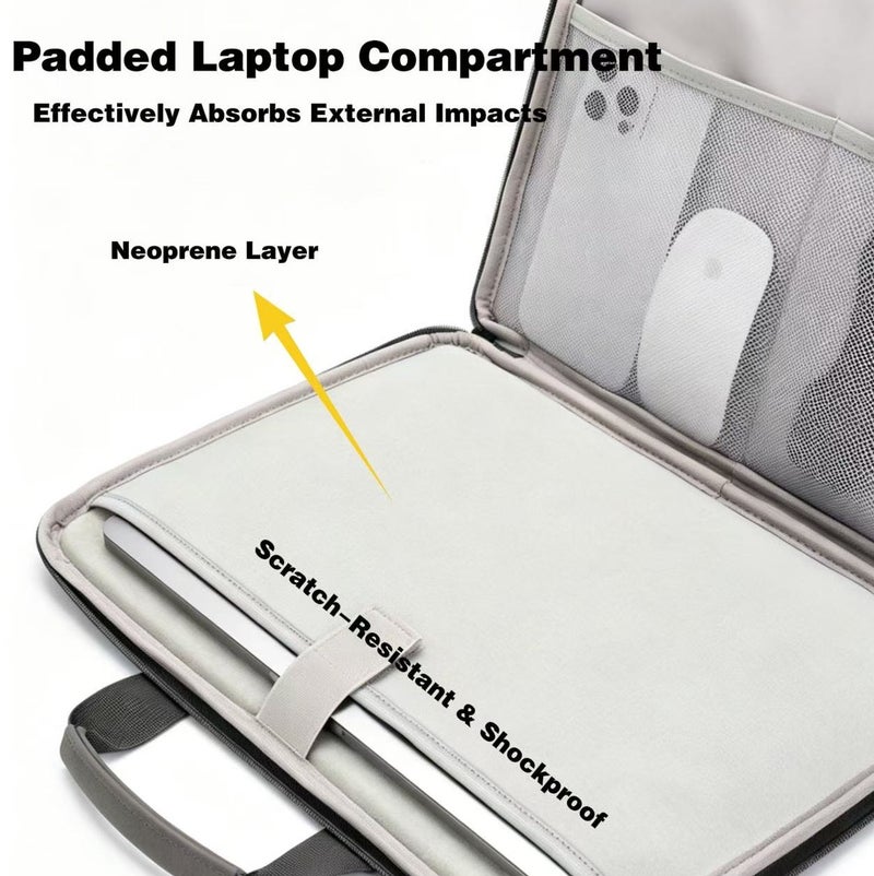 YZMA GLOBAL Waterproof Lightweight 13-14 Inch Laptop Bag Multi Pocket Business Shockproof Notebook Case - Image 4