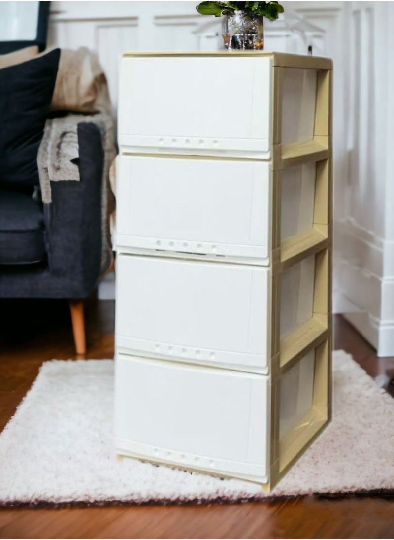 Faller 4-Layer Storage Drawer Cabinet White/Beige 42x84x34 cm  - Image 1