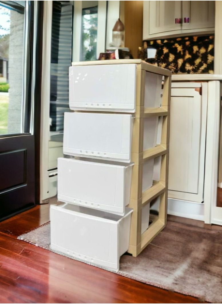 Faller 4-Layer Storage Drawer Cabinet White/Beige 42x84x34 cm  - Image 2