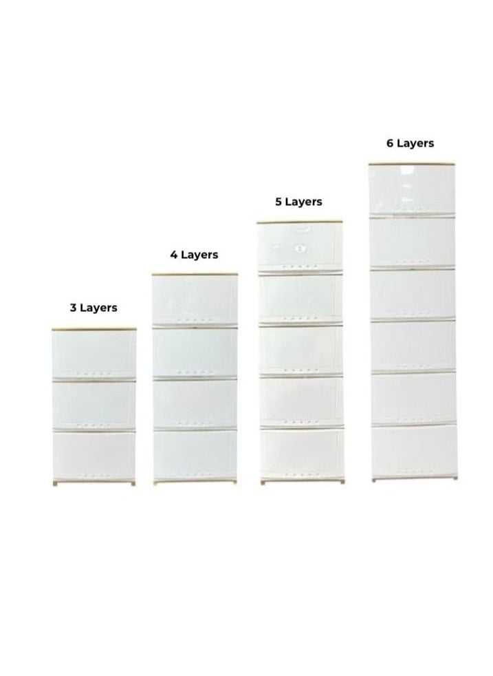Faller 4-Layer Storage Drawer Cabinet White/Beige 42x84x34 cm  - Image 4