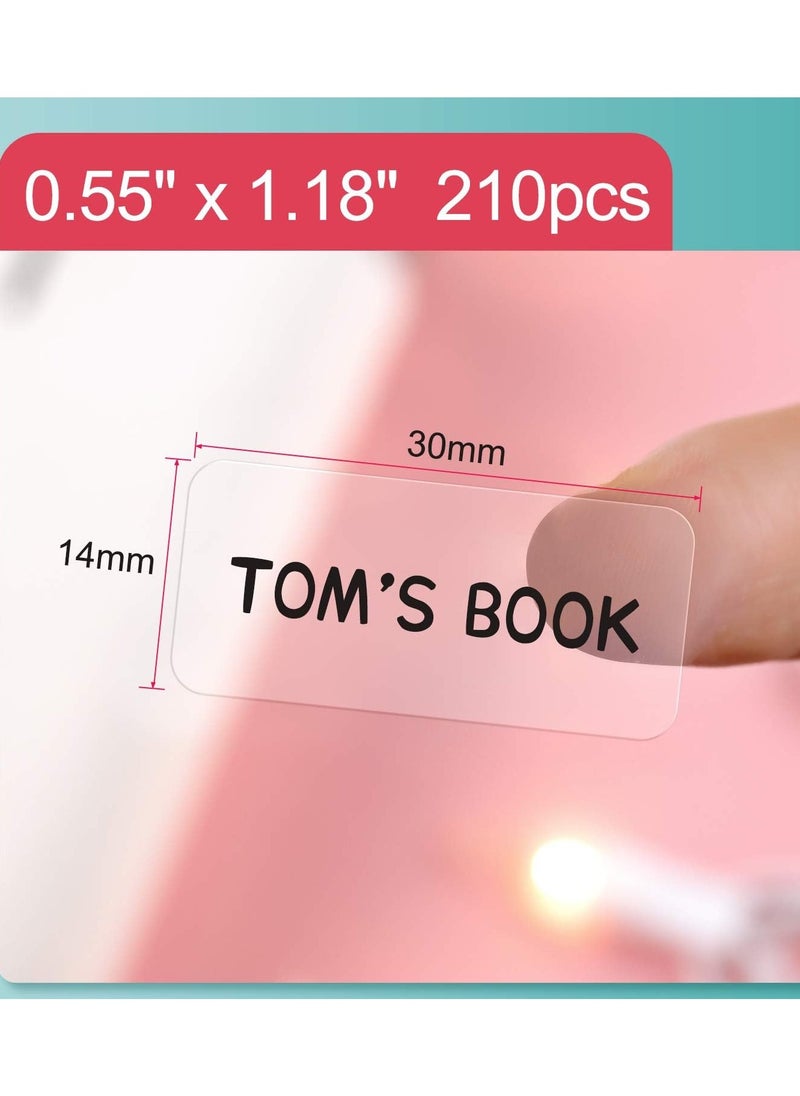 NIIMBOT Label Maker Tape (0.55" x 1.18") Printer Sticker Paper with Self-Adhesive for D11/D110/D101 Label Maker,JADENS D110,1 Roll of 210 (Clear)