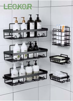 LEOKOR 6-Piece Waterproof Shower Rack Set - Heavy-Duty Bathroom Organizers and Storage, No Drill Installation, Holds Up to 40 lbs, Bathroom Accessories  - Image 1